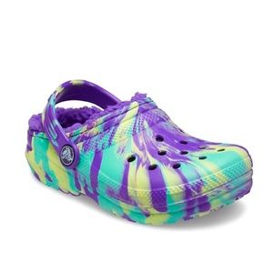🐊NWT Kids Classic Lined Marbled Clog Purple Green🐊